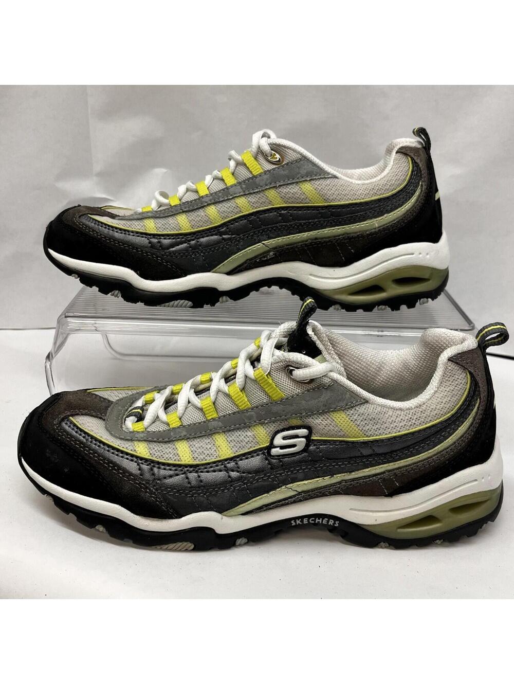 Skechers Memory Foam Womens 8.5 Training Shoes SN 11263 Neon Green Gray Sneakers